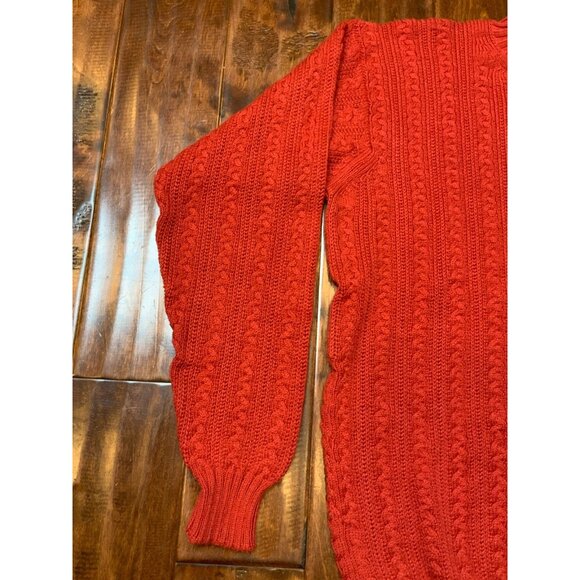 Loro Piana Men's Red Cable Knit Crew Neck Sweater, Size L | 50 - Picture 4 of 8